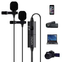 Dual Lavalier Microphones, MAONO AU200 Hands Free Clip-on Lapel Mic with Omnidirectional Condenser for Camera,DSLR, Android, Smartphone, Tablet, Pad, PC, Laptop, Computer (236in/20ft)