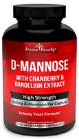 D-Mannose Capsules - 600mg D Mannose Powder per Capsule with Cranberry and Dandelion Extract for Natural Urinary Tract Infection and UTI Support - 120 Veggie Capsules