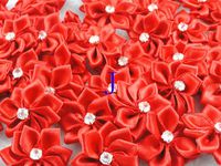 50pcs Satin Nine Plus Drill Ribbon Flowers with Appliques Craft DIY Wedding (J)