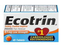 Ecotrin Low Strength Safety Coated Aspirin | NSAID | 81mg | 45 Tablets | 6 Pack