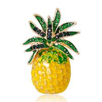 Elegant Women Rhinestone Pineapple Fruit Shape Enamel Brooch Pin Fashion Jewelry Daily Novelty Beauty Woman Design Womans Styling Delicate Accessories