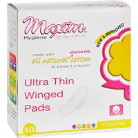 Maxim Natural Daytime Ultra Thin Winged Pads, Unscented - 10 ea (pack of 6)
