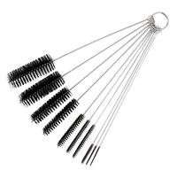 Tuscom 10 Pcs Airbrush Cleaning Brushes Kit Spray Gun Cleaning Brush Stainless Steel Nylon Bristle Needle Brush Set for Cleaning Drink Straws, Airbrushes, Paint Spray Guns, Keyboards, Sewing (Black)