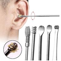 Kukakoo'Household Hand Tool， 5Pcs Stainless Steel Spiral Ear Picks Spoon Wax Removal Cleaner Tool with Box - 5pcs