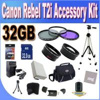 Canon T2I Accessory Saver Kit (58mm Wide Angle Lens + 58mm 3 Piece Filter Kit + 32GB SDHC Memory + Extended Life Battery Accessory Saver Bundle)