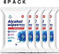 (Easy to Carry) Alcohol Detergent Wipes (6Pack,60Wipes), Large Alcohol Wet Wipes (8"x 6"), 75% Portable Hand Alcohol Wipes for All-Purpose Cleaning Travel Home Use