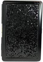 Eclipse Black Glitter Metal Crushproof Cigarette Case, Kings and 100's, 3101GL1