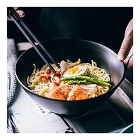 Bowl Creative Matte Ceramic Bowl Retro Ramen Soup Bowl 8 Inch Black Salad Fruit Bowl Household Tableware Round Bowl Household tableware, retro bowl