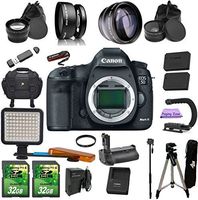 Canon EOS 5D Mark III (Body Only) Kit Includes .43x Fisheye + 2.2x Telephoto Lenses + Case + LED Light + 2 SD 32GB Card + Extra Battery & Charger + UV Filter + Tripod + Monopod + Battery Grip