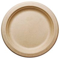 [500 COUNT] 7" in Round Disposable Plates - Natural Sugarcane Bagasse Bamboo Fibers Sturdy Seven Inch Compostable Eco Friendly Environmental Paper Plate Alternative 100% by-product Tree Plastic Free