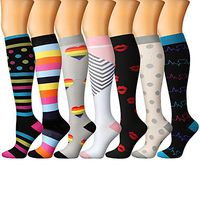 Compression Socks (7 Pairs) for Women & Men 15-20 mmHg is Best Athletic & Medical for Running Flight Travel Nurses (Multicolour 2, Small/Medium)