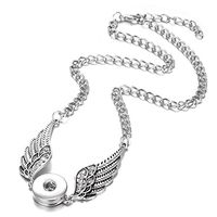 New Style Angel Wings Pendant Drill Snap Fit Noosa Necklace Chunk Charm Button Prom Pretty Beautiful Cute For gift Simple Lovely Jewerly Womens Comfortable