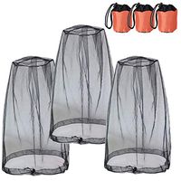 BoBofly Mosquito Head Nets Gnat Repellant Head Netting,3 Pack Protective Cover Mask Face Anti-Mosquito Bee Bug Insect Fly Mask for Fishing Hunting Hiking Camping with Free Stock Pouches (Black)
