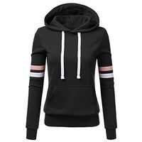 Big Promotion!2018~2019Women Shirts,Women Stripe Sweatshirt Long Sleeve Blouse Hooded Pocket Pullover Tops Shirt(S,Black)