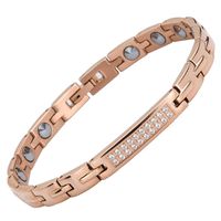 Qucasyl Elegant Womens Titanium Germanium Magnetic Therapy Bracelet Mosaic Zircon, Pain Relief for Arthritis and Carpal Tunnel with Removal Tool,Rosegold