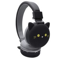 ULTECHNOVO Over Ear Headphone 3D Black Cat Wireless Headphones FM Headset Music Stereo Headphones Christmas Valentines Day Gift (Black)