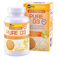 Vitamin D3 5000 IU, Mini Softgels, Natural Vitamin D Supplement (Cholecalciferol). Best for Immune Support, Bone Health and Muscle Support, 120 Count - Pure Micronutrients