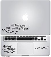 SPOT-IT Crafts HARRY POTTER I SOLEMNLY SWEAR THAT I AM UP TO NO GOOD AND HARRY POTTER MISCHIEF MANAGED 2 IN 1 COVER + TRACKPAD / PALM REST / KEYPAD VINY DECAL STICKER FOR MACBOOK / LAPTOP / NOTEBOOK