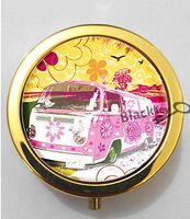 BlackKey City California Camper Bus Scenery Landscape 3-Compartment Decorative Pocket Gift Box Case Organizer for Pill, Color 2 -206