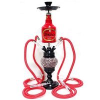29.5 Inch 4 Hose Hookah Shisha Set, Pharaoh's Nysa Hookah with Handcrafted Glass Base And High Grade Stem with Diffuser, Premium Washable Silk Hose,B