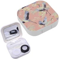 Portable Contact Lens Case Box Travel Kit Mirror + Bottle + Tweezers Container Holder [ Crane ]
