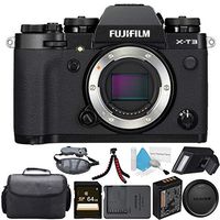 Fujifilm X-T3 Mirrorless Digital Camera (Black) 16588509 + 64GB SDXC Card + Carrying Case + Flexible Tripod + Deluxe Cleaning Kit + Hand Strap Bundle