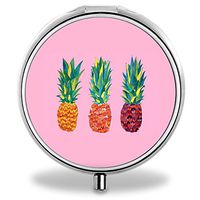 Custom Wanchang Pill Case, Pineapple Round Compact 3 Metal Portable Pill Container for Daily Use