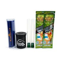 Bundle - 4 Items - Juicy Hemp Wraps Tropical Passion with Juicy Wrap Roller and KC Pop Top (2 Packs)
