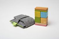 8 Piece Tegu Pocket Pouch Magnetic Wooden Block Set, Tints
