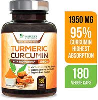 Turmeric Curcumin with BioPerine 95% Curcuminoids 1950mg with Black Pepper for Best Absorption, Made in USA, Most Powerful Joint Support, Turmeric Supplement Pills by Natures Nutrition - 180 Capsules