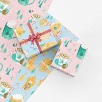 Cozy Cocoa Drinks and Gingerbread Houses Christmas Gift Wrap Collection, 8 Rolled Sheets of Watercolor Wrapping Paper, Made in America by REVEL & Co