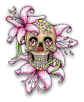Vinyl Junkie Graphics Lilly Flower Sugar Skull Car Truck Window Laptop Sticker Decal