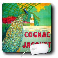 3dRose LLC 8 x 8 x 0.25 Inches Mouse Pad, French Vintage Alcohol Ad with Peacock (mp_162463_1)
