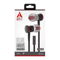 Sentry Active HA100 Deluxe Earbuds: Stereo Earbuds with Mic and Case BLACK/RED