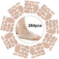 Moleskin Tape Flannel Adhesive Pads Heel Stickers Blister Prevention Pads Anti-wear Heel Pads for Feet Fabric Padding, 11 Shapes (264 Pieces)