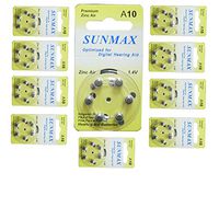 Sunmax 60 X Hearing Aid Batteries A10 10A Za10 10 Pr70