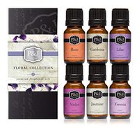 P&J Trading Floral Set of 6 Premium Grade Fragrance Oils - Violet, Jasmine, Rose, Lilac, Freesia, Gardenia - 10ml