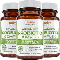 Thrive Naturals Advanced Probiotic Complex 50 Billion CFU's 16 Unique Strains - Supports Digestive & Immune Health (3 Pack)