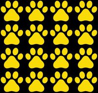 Yadda-Yadda Design Co. Small Pawprint - Dog Paw Print - Matte Vinyl Decal Sticker YYDC (2.25" w x 2" h) (Quantity & Color Choices) (16 Pack, Yellow)