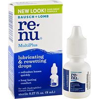 Renu MultiPlus Lubricating and Rewetting Soft Eye Contact Lens Drops 0.27 Fluid Ounces (Pack of 4)