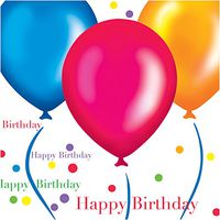 Creative Converting 18 Count Happy Birthday Balloons Lunch Napkins, Blue/Red/Orange