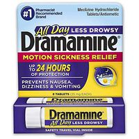 Dramamine Motion Sickness Relief Less Drowsy Formula - 8 Tablets, Pack of 5