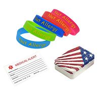 BAIYI Nut Allergy Alert Awareness Bracelet Silicone Medical ID Wristbands for Chind 6 inch - 5Pack