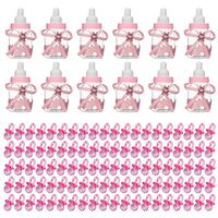 Migavan Candy Jar Small£¬12pcs Cute Milk Bottle Style Candy Box Jar Storage Container with 100pcs Acrylic Nipple Pacifier for Baby Shower Birthday Party Supplies Pink