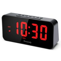 DreamSky 7.3 Inches Large Alarm Clock Radio with FM Radio and USB Charging Port, 2 Inches Number Display with Dimmer, Adjustable Alarm Volume, Weekday Display, Snooze, Sleep Timer, DST Setting.