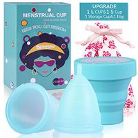 Menstrual Cups 2Set of Large&Small for Heavy&Normal Flow Soft and Reusable Period Cup FDA Approved Medical Grade Silicon Tampons and Pads Alternative Blue