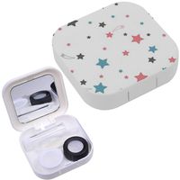 Portable Contact Lens Case Box Travel Kit Mirror + Bottle + Tweezers Container Holder [ Cute Stars ]