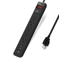 ON Smart USB Power Strip Surge Protector with 5AC outlets & 2 USB Ports-mountable- 600J Surge Protection- 15A Overload Breaker- 6Ft Long Power Cord-Black