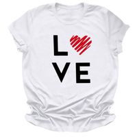 ⭐LIM&SHOP⭐ Womens Love Short Sleeve T-Shirt Funny Tees Letters Print O-Neck Casual Summer Tops Shirt Valentine's Day