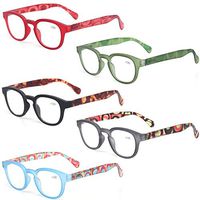 Reading Glasses Fashion Men and Women Readers Spring Hinge with Pattern Design Eyeglasses for Reading (5 Pack Mix Color, 4.0)